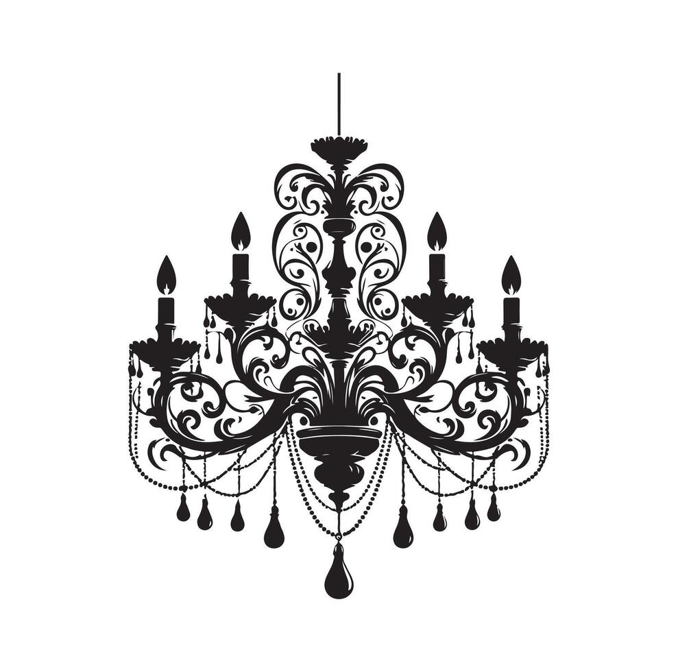 chandelier illustration icon silhouette style vector