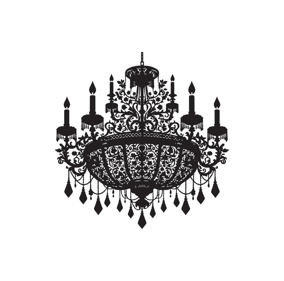 chandelier illustration icon silhouette style vector