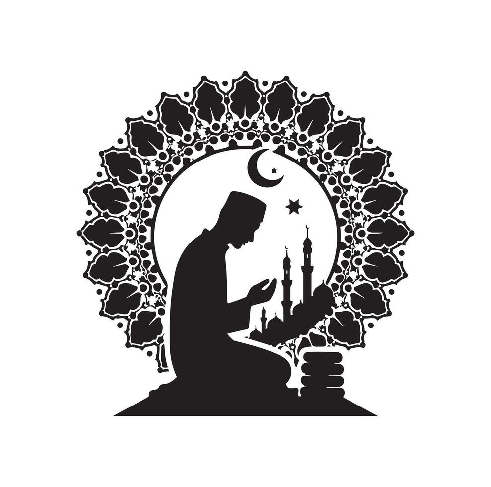Muslim Praying silhouette. praying symbol illustration vector