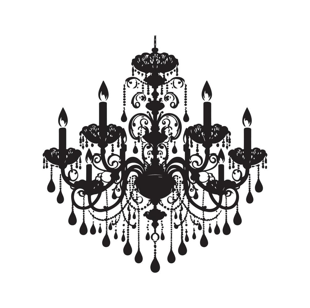 chandelier illustration icon silhouette style vector