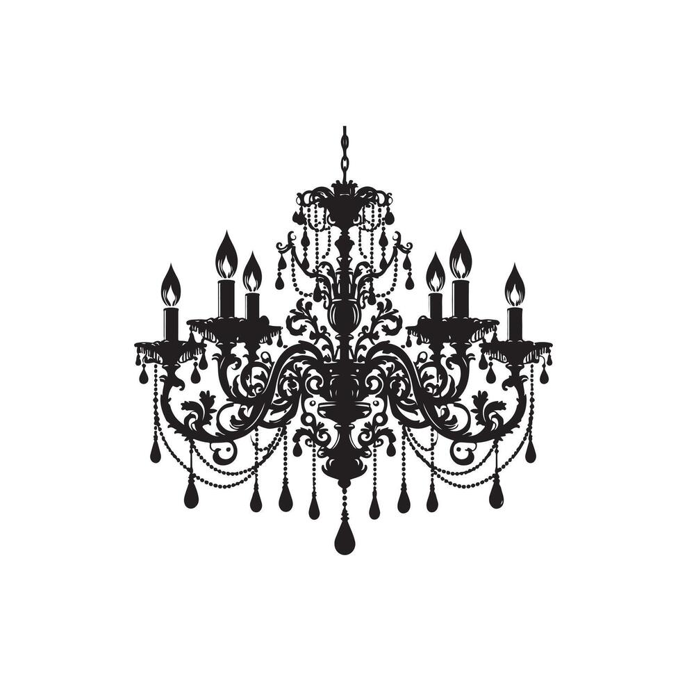chandelier illustration icon silhouette style vector