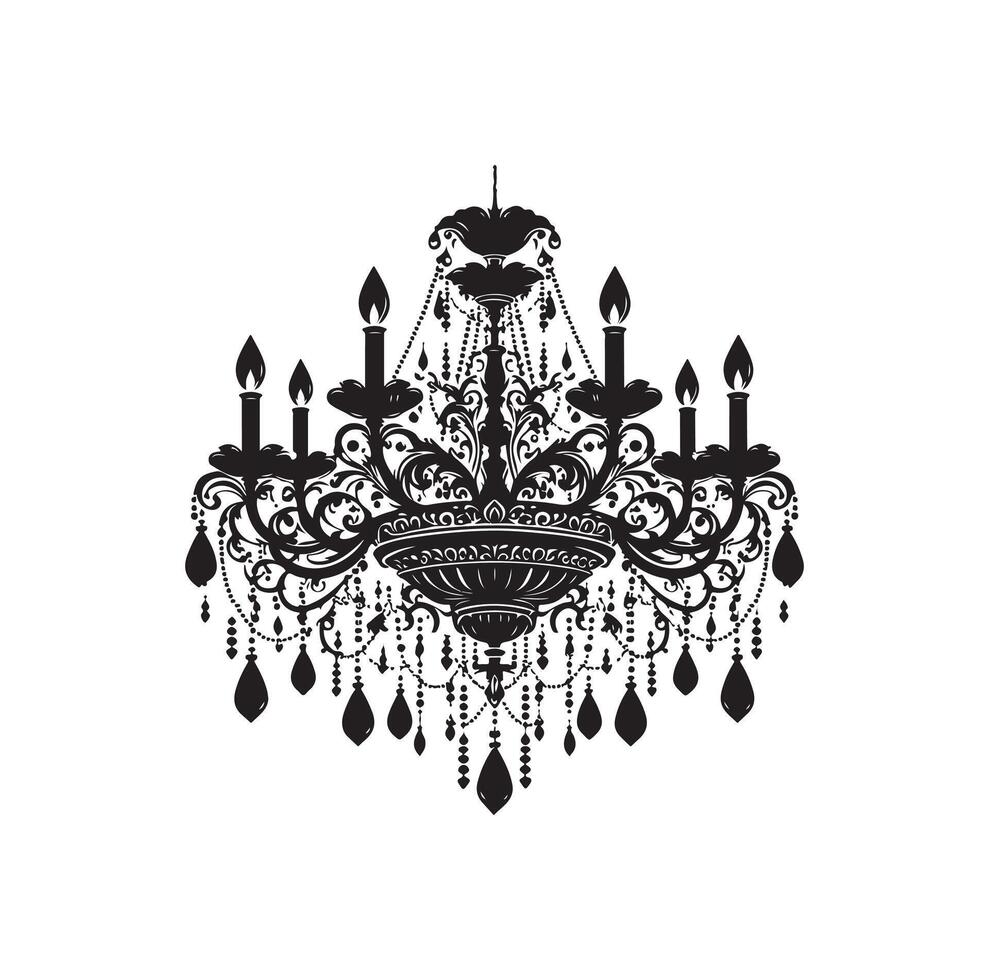 chandelier illustration icon silhouette style vector