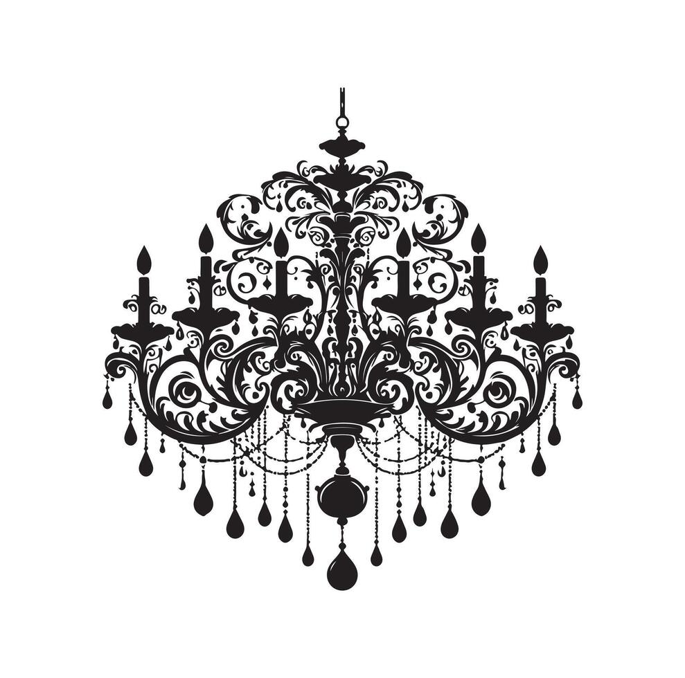 chandelier illustration icon silhouette style vector