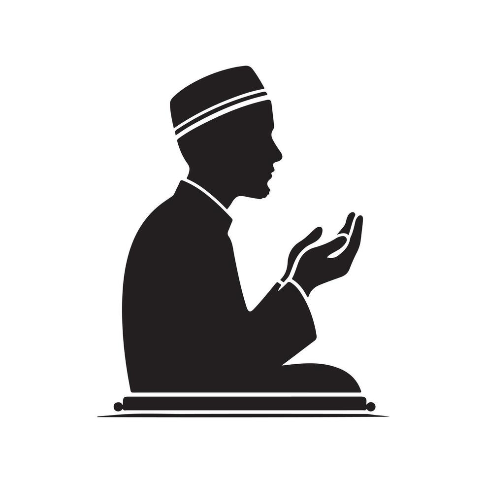 Muslim Praying silhouette. praying symbol illustration vector