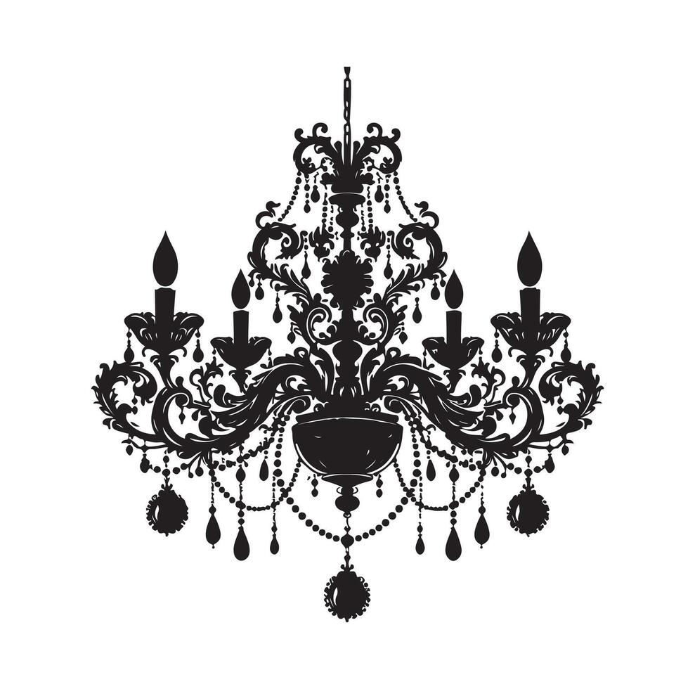 chandelier illustration icon silhouette style vector
