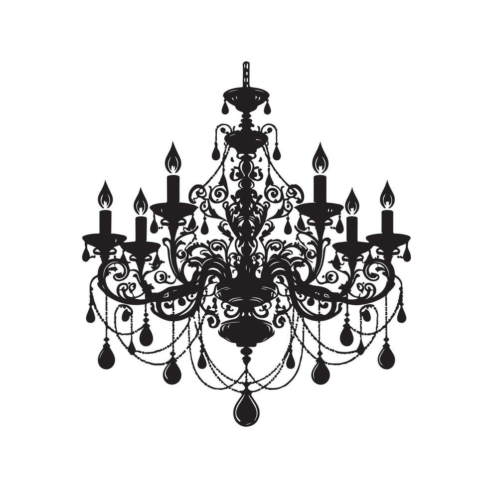 chandelier illustration icon silhouette style vector