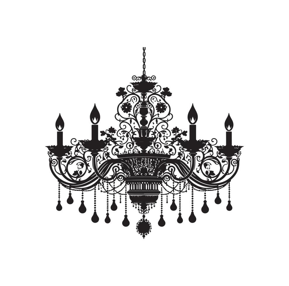 chandelier illustration icon silhouette style vector