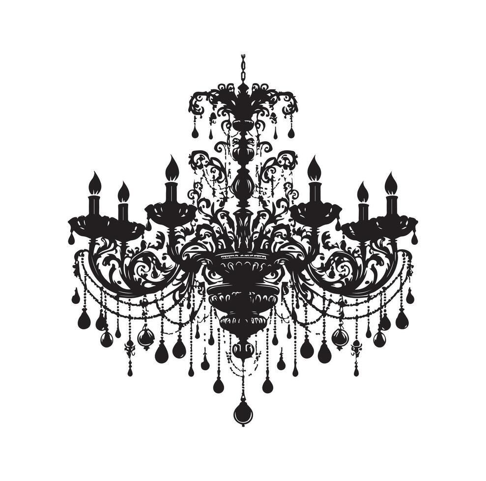 chandelier illustration icon silhouette style vector