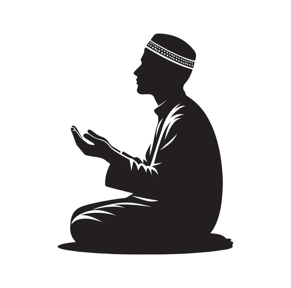 Muslim Praying silhouette. praying symbol illustration vector