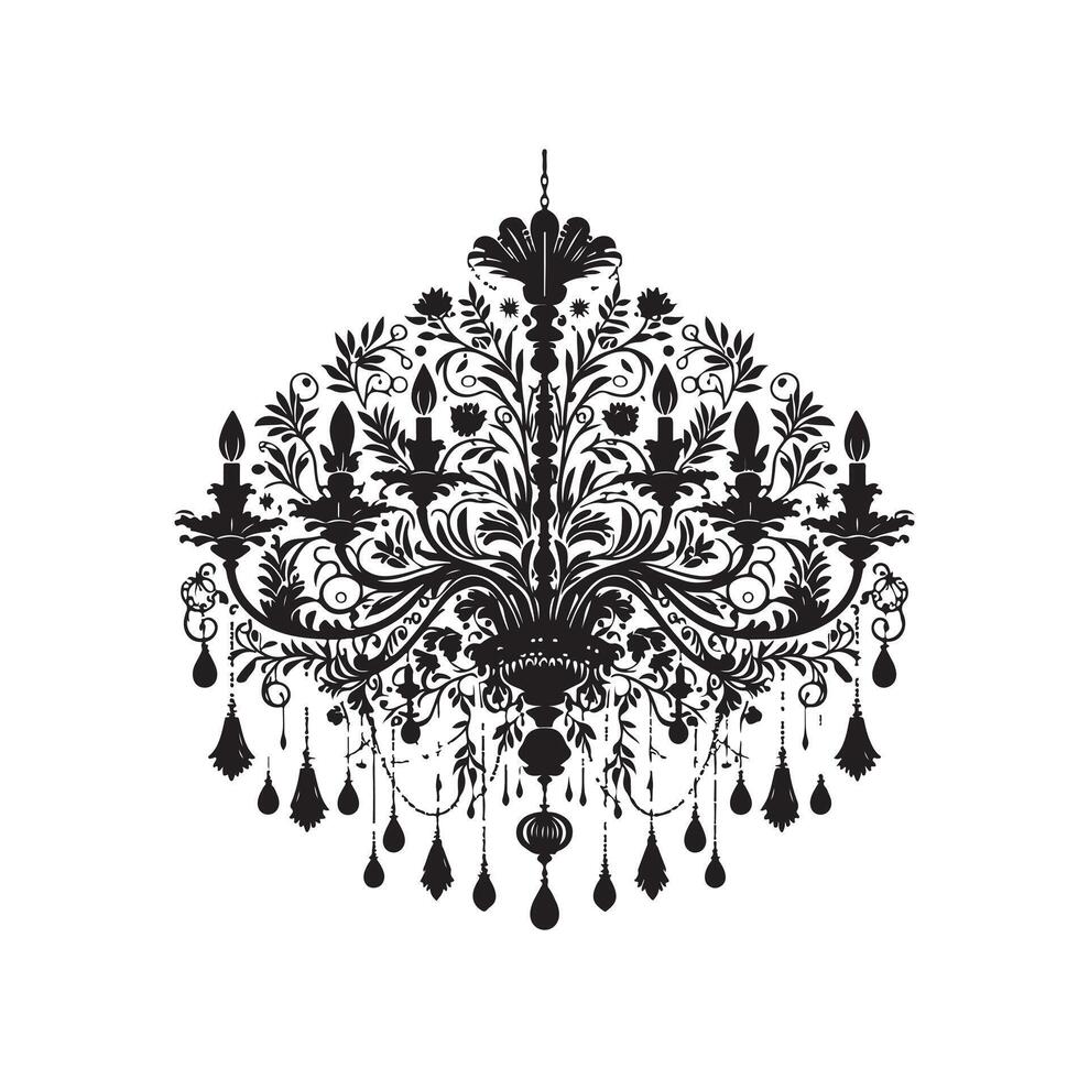 chandelier illustration icon silhouette style vector