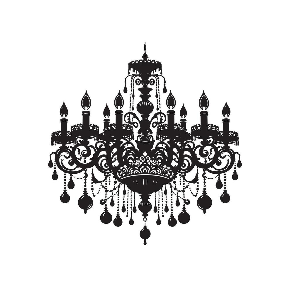 chandelier illustration icon silhouette style vector