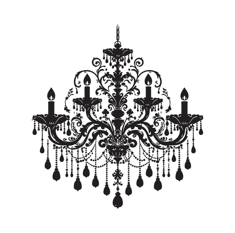 chandelier illustration icon silhouette style vector
