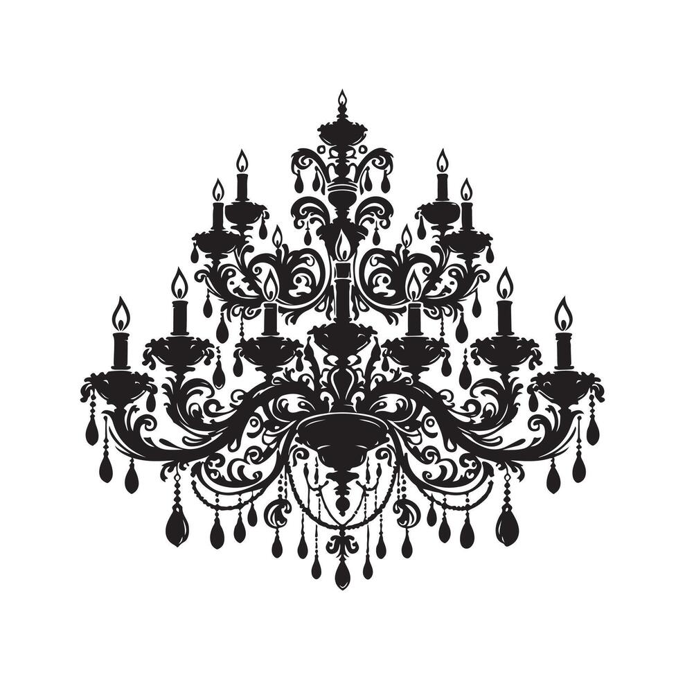 chandelier illustration icon silhouette style vector