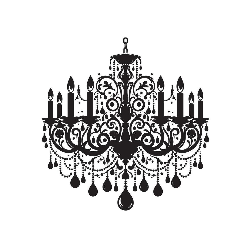 chandelier illustration icon silhouette style vector