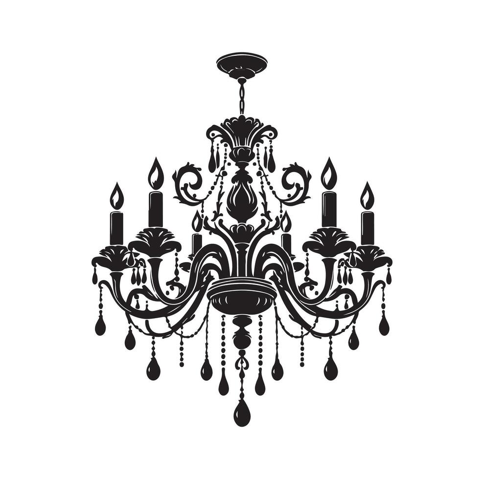 chandelier illustration icon silhouette style vector