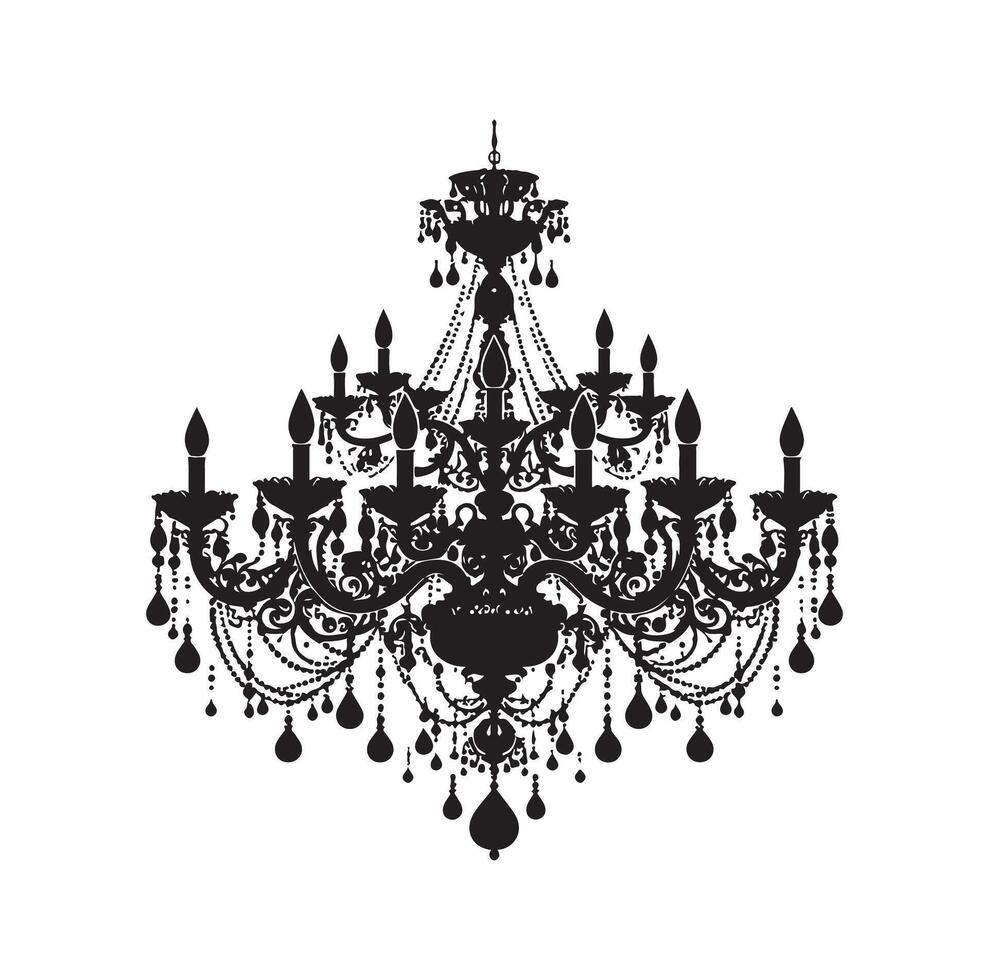 chandelier illustration icon silhouette style vector