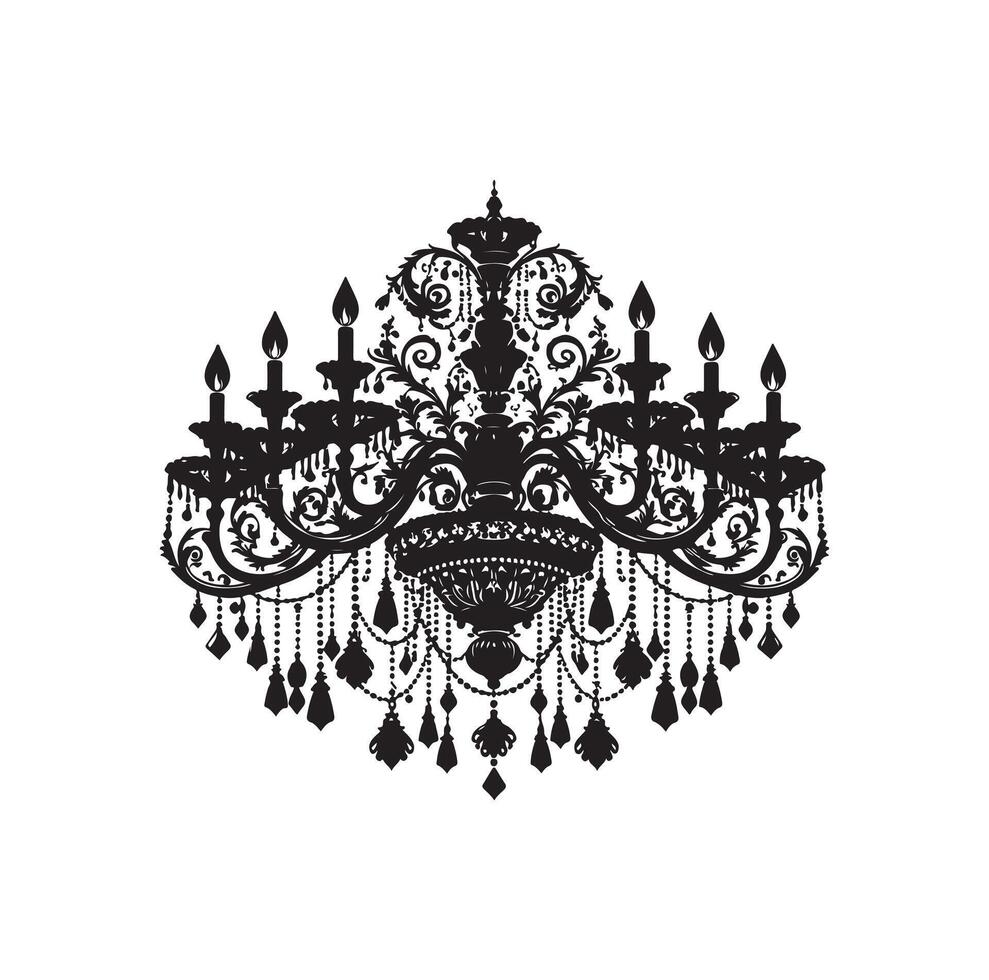 chandelier illustration icon silhouette style vector