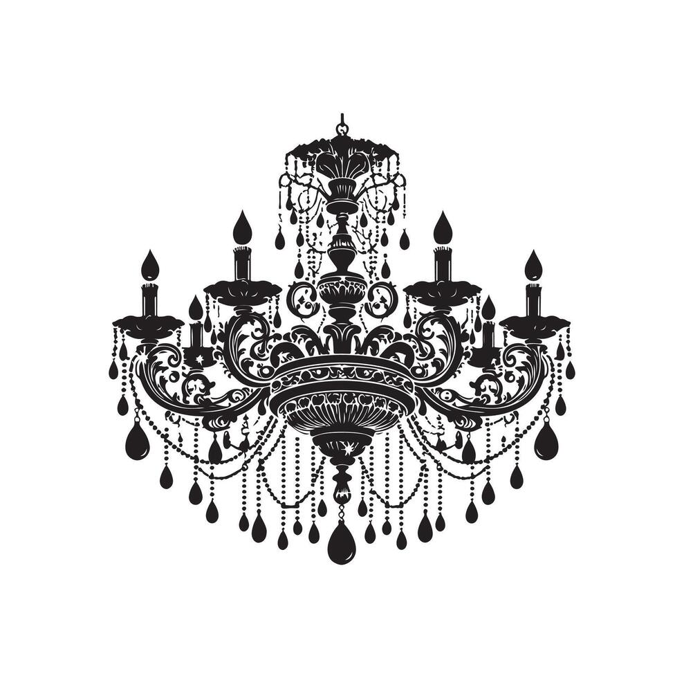 chandelier illustration icon silhouette style vector