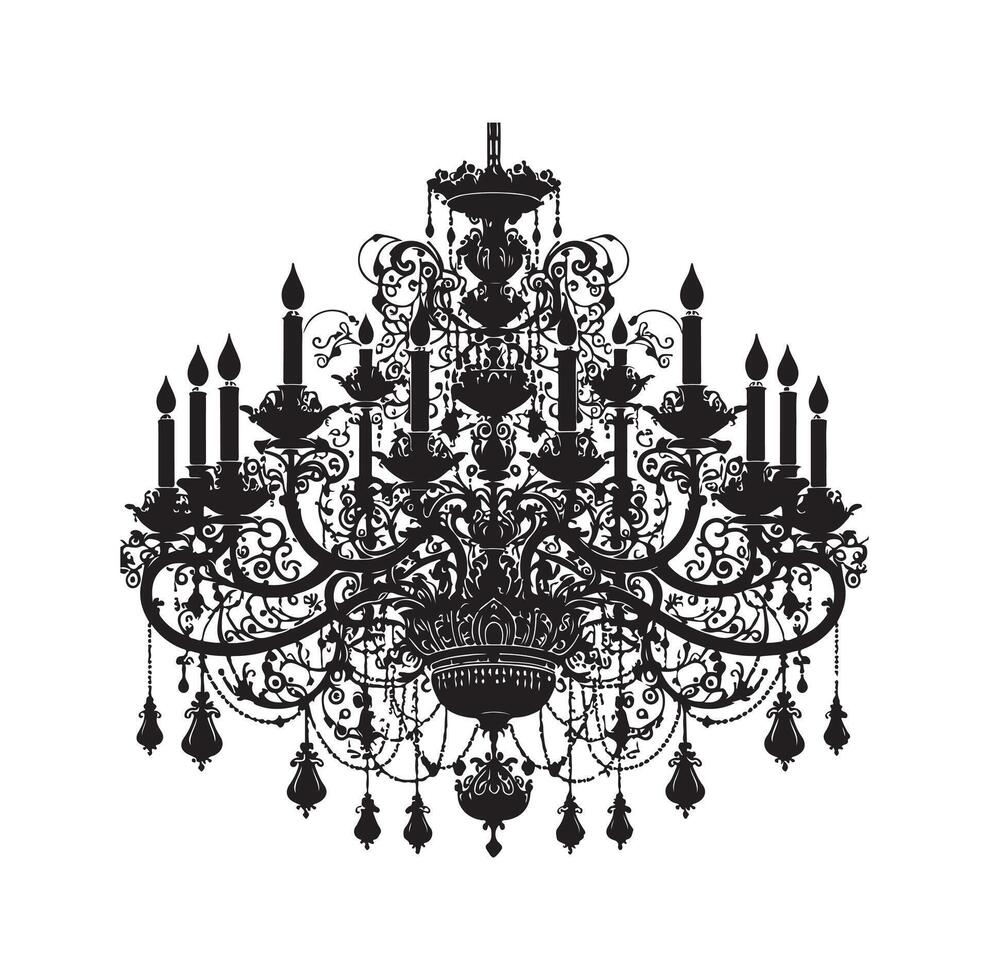 chandelier illustration icon silhouette style vector