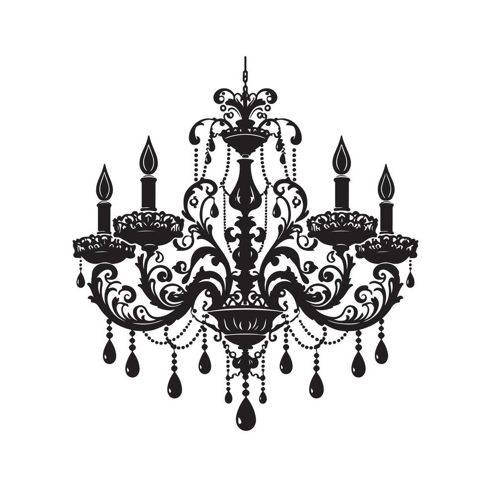 chandelier illustration icon silhouette style vector