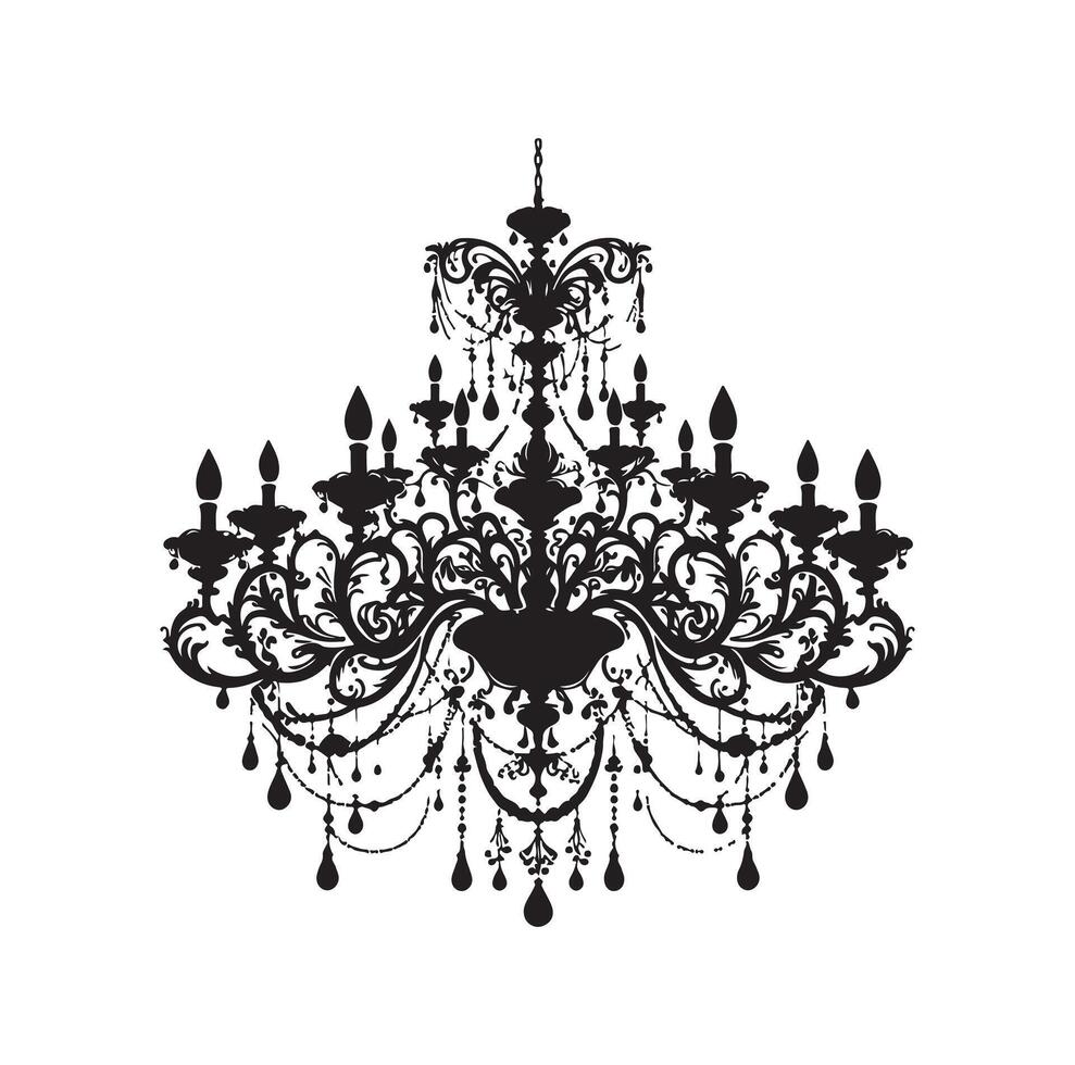 chandelier illustration icon silhouette style vector