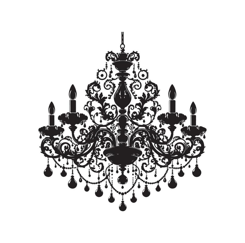 chandelier illustration icon silhouette style vector