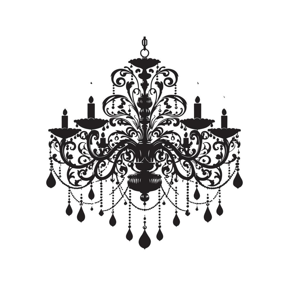 chandelier illustration icon silhouette style vector