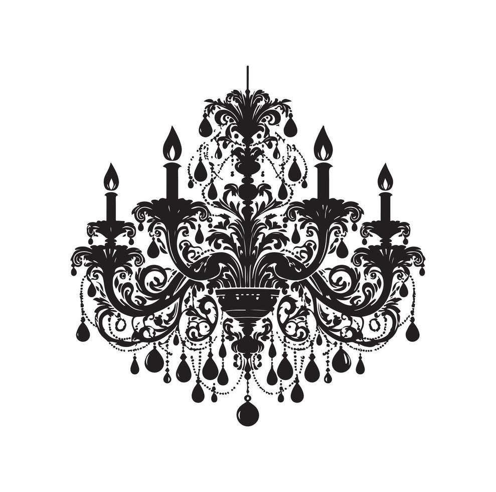 chandelier illustration icon silhouette style vector