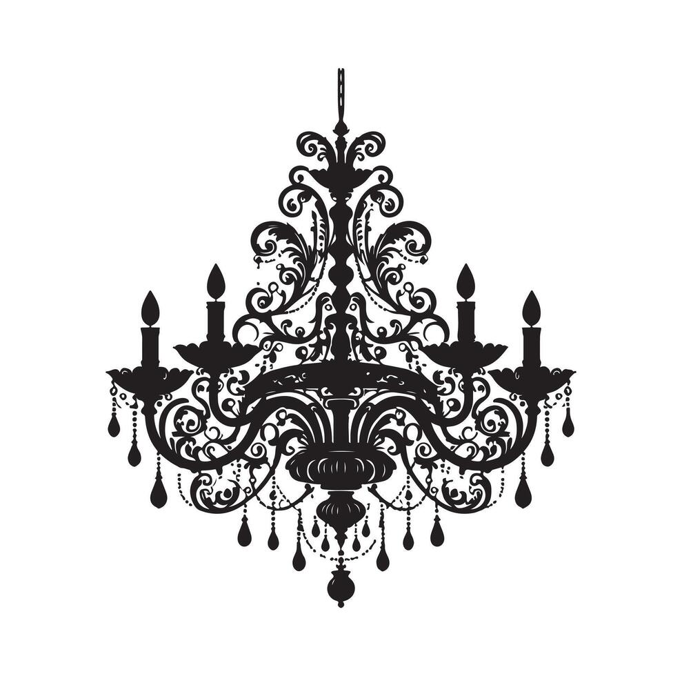 chandelier illustration icon silhouette style vector