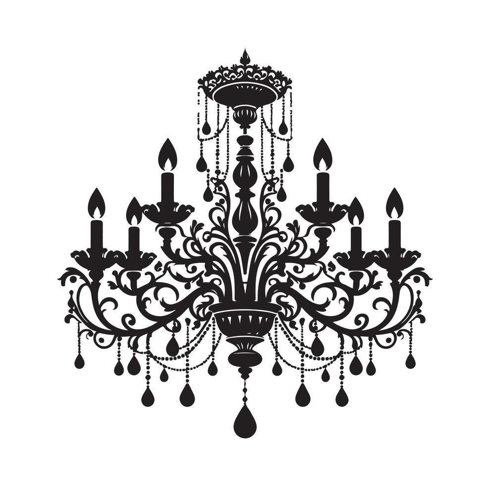 chandelier illustration icon silhouette style vector