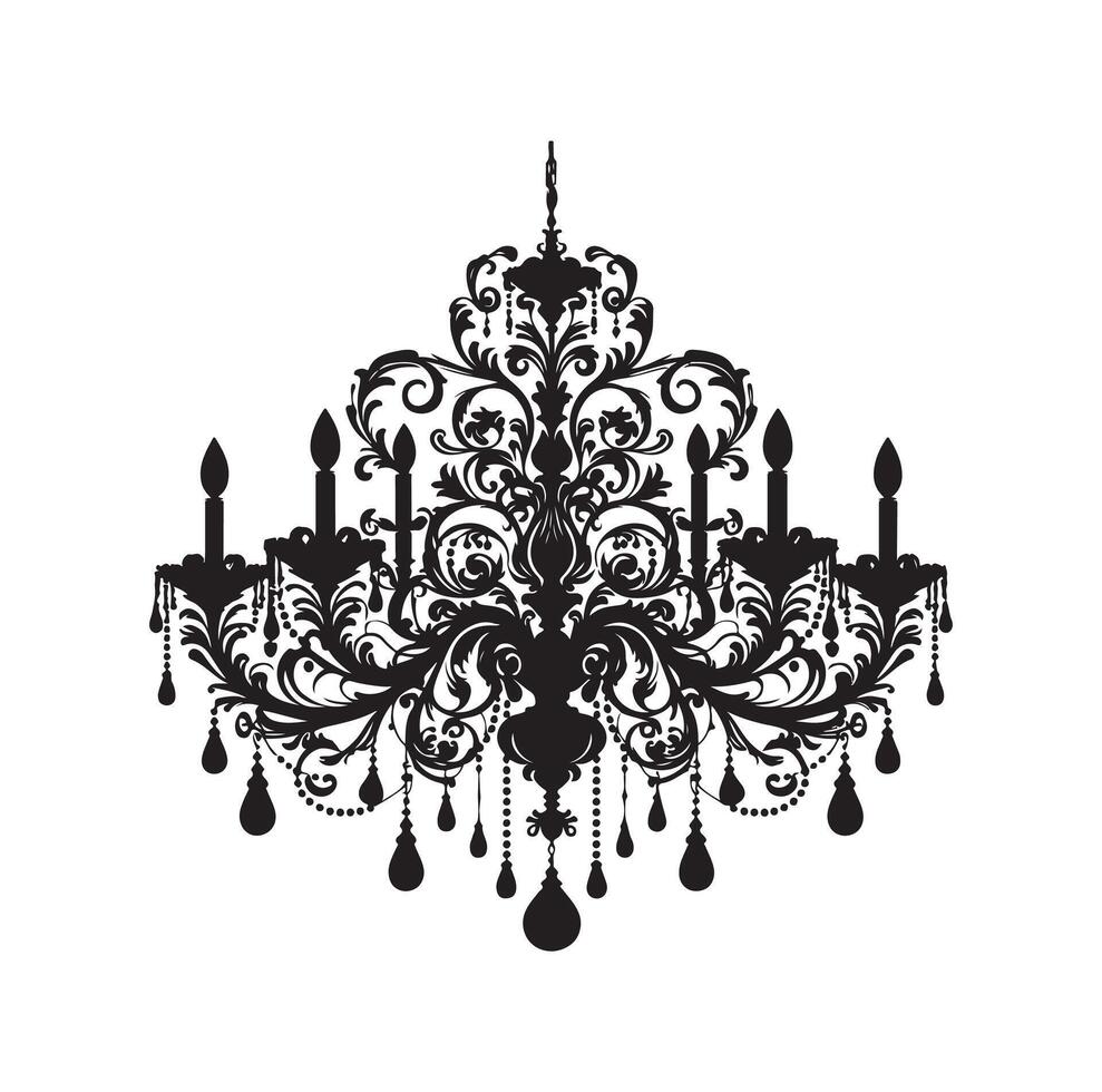 chandelier illustration icon silhouette style vector