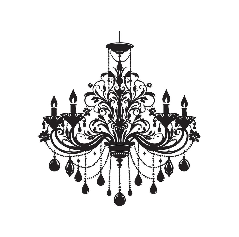 chandelier illustration icon silhouette style vector