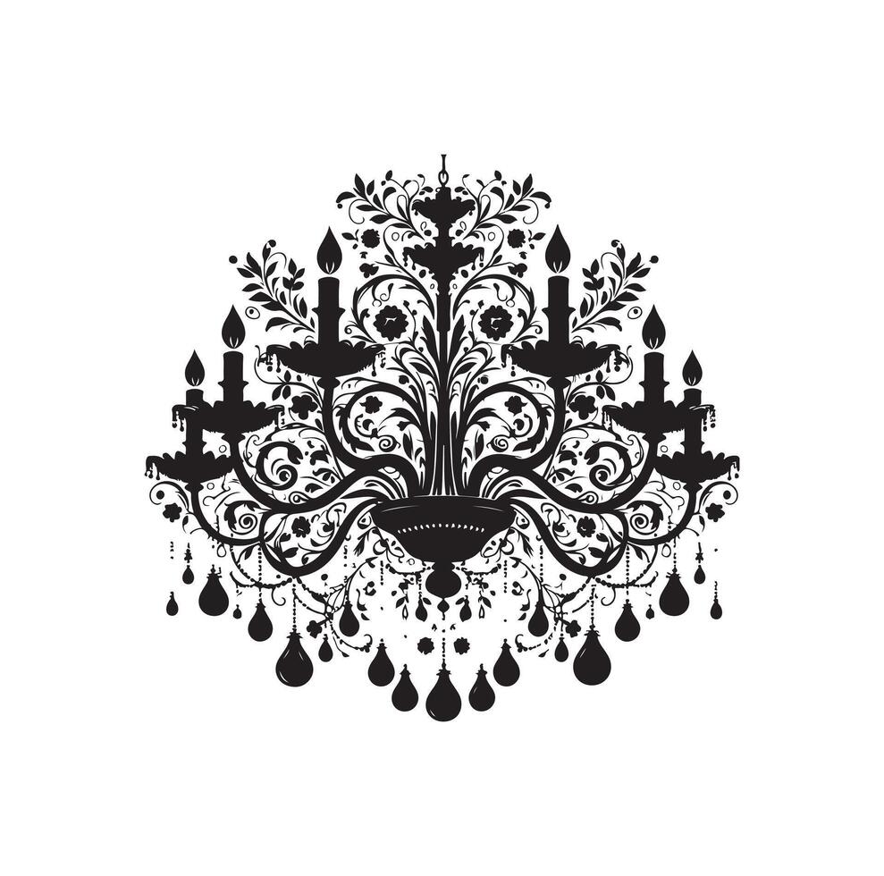 chandelier illustration icon silhouette style vector