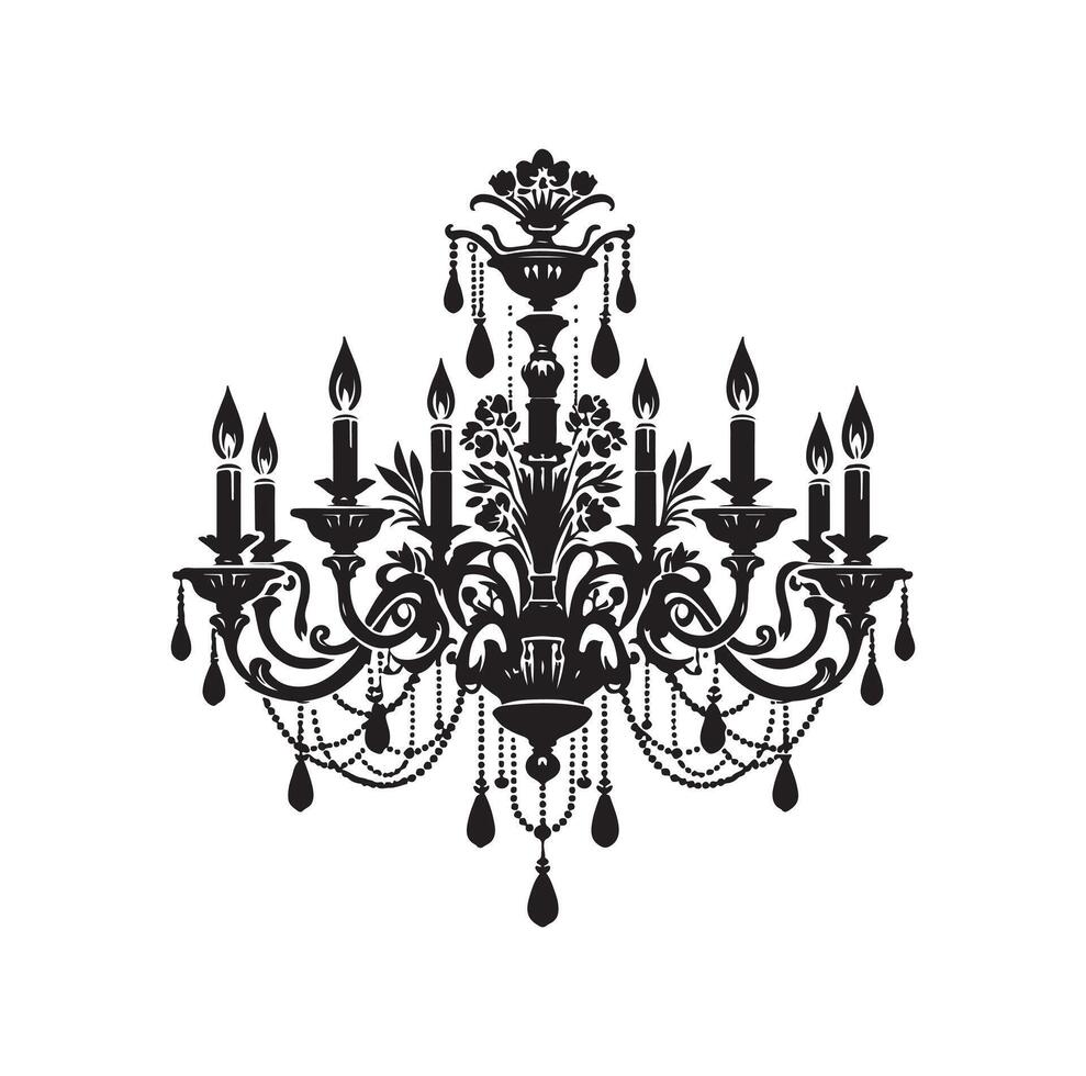 chandelier illustration icon silhouette style vector