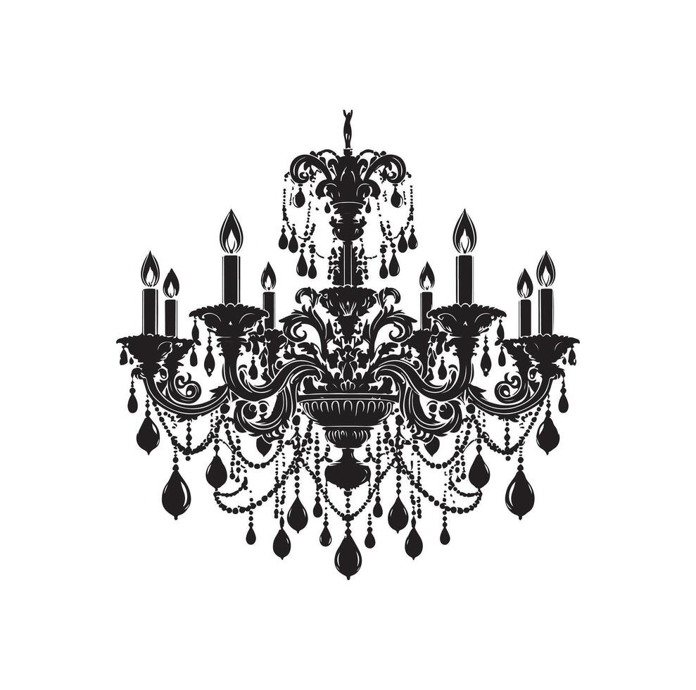 chandelier illustration icon silhouette style vector