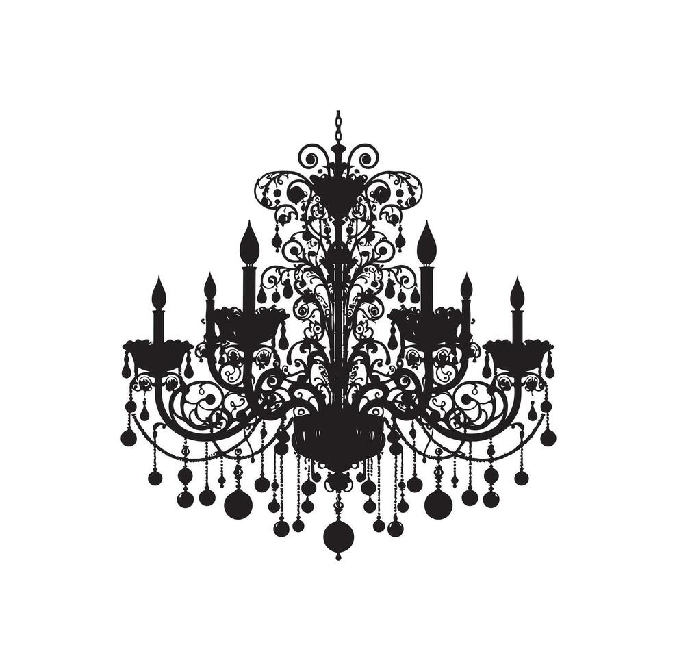 chandelier illustration icon silhouette style vector