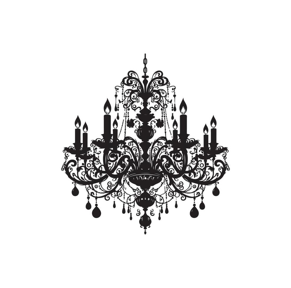 chandelier illustration icon silhouette style vector