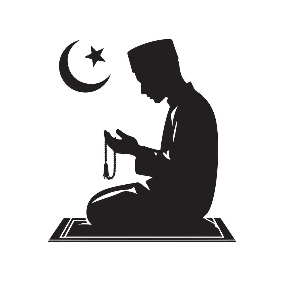 Muslim Praying silhouette. praying symbol illustration vector