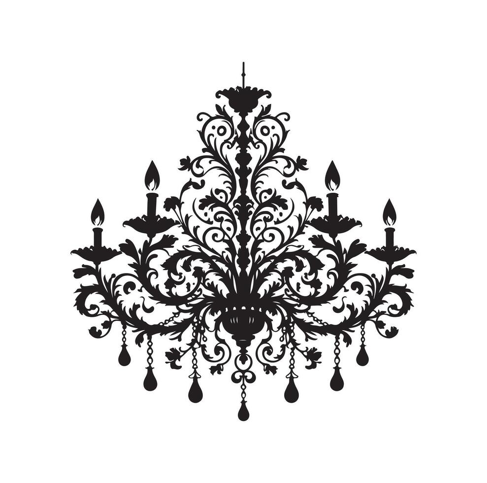 chandelier illustration icon silhouette style vector