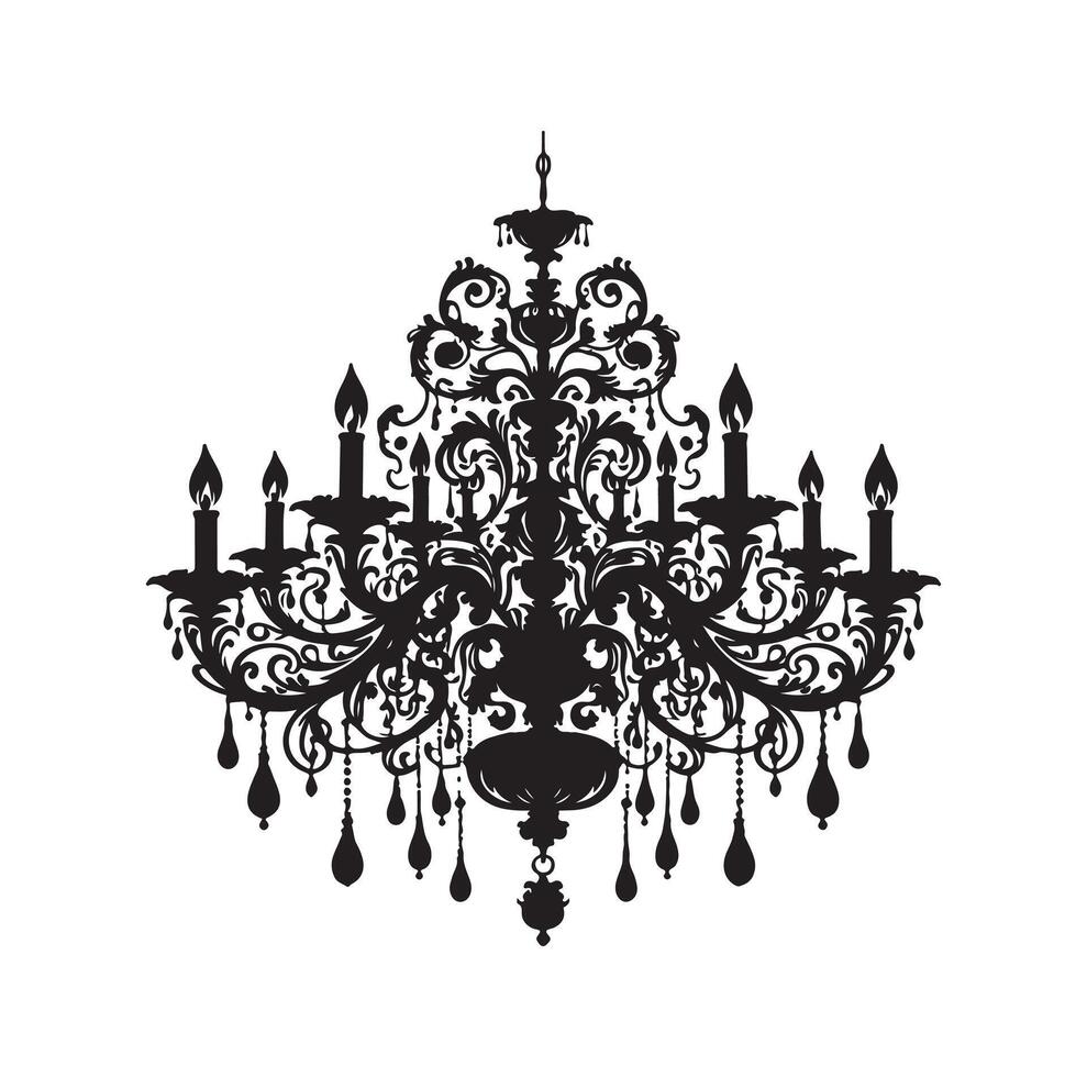 chandelier illustration icon silhouette style vector