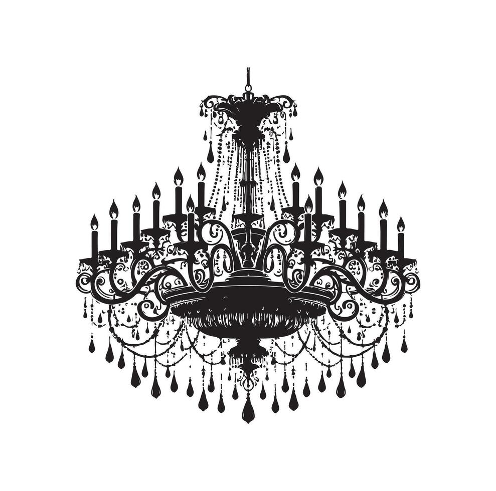 chandelier illustration icon silhouette style vector