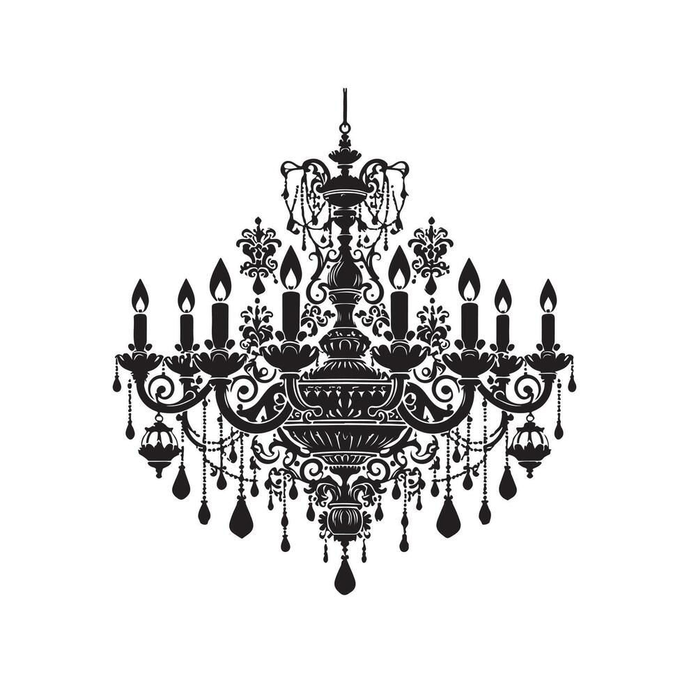 chandelier illustration icon silhouette style vector