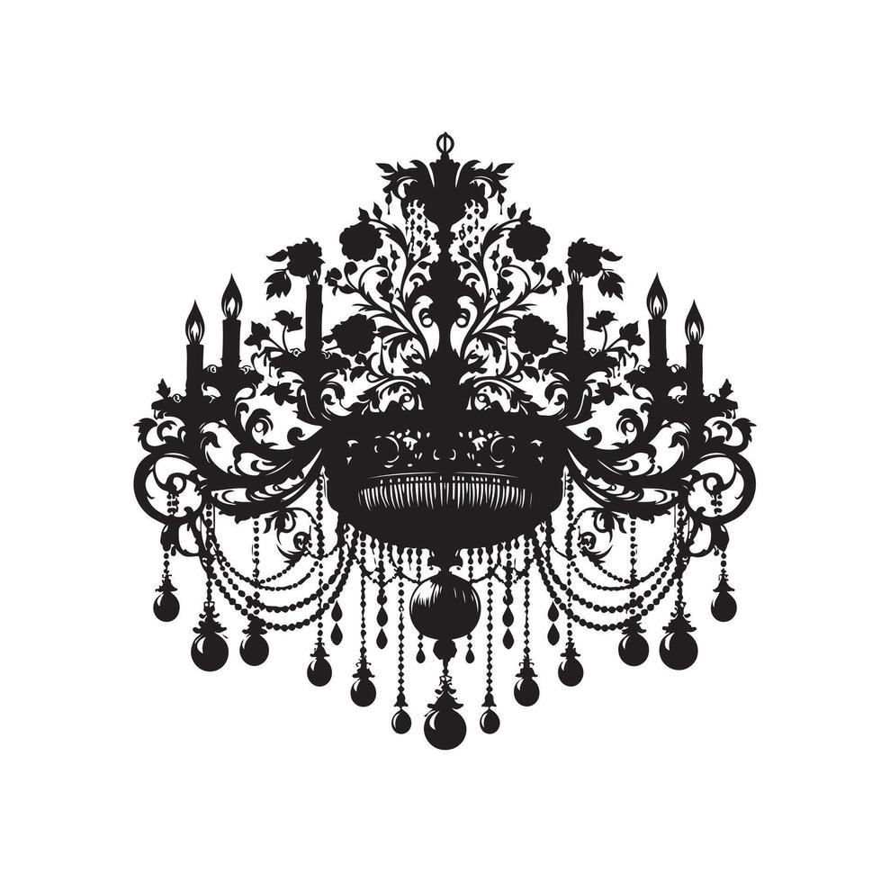 chandelier illustration icon silhouette style vector