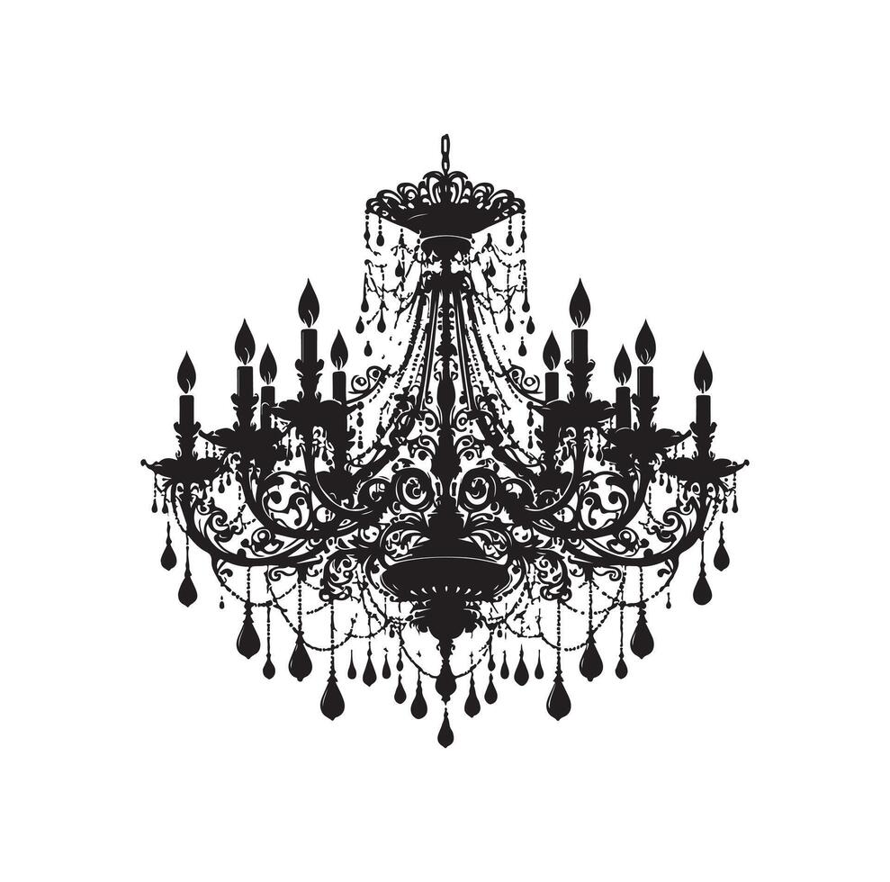 chandelier illustration icon silhouette style vector