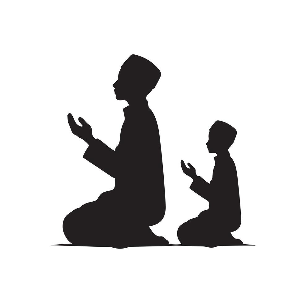 Muslim Praying silhouette. praying symbol illustration vector