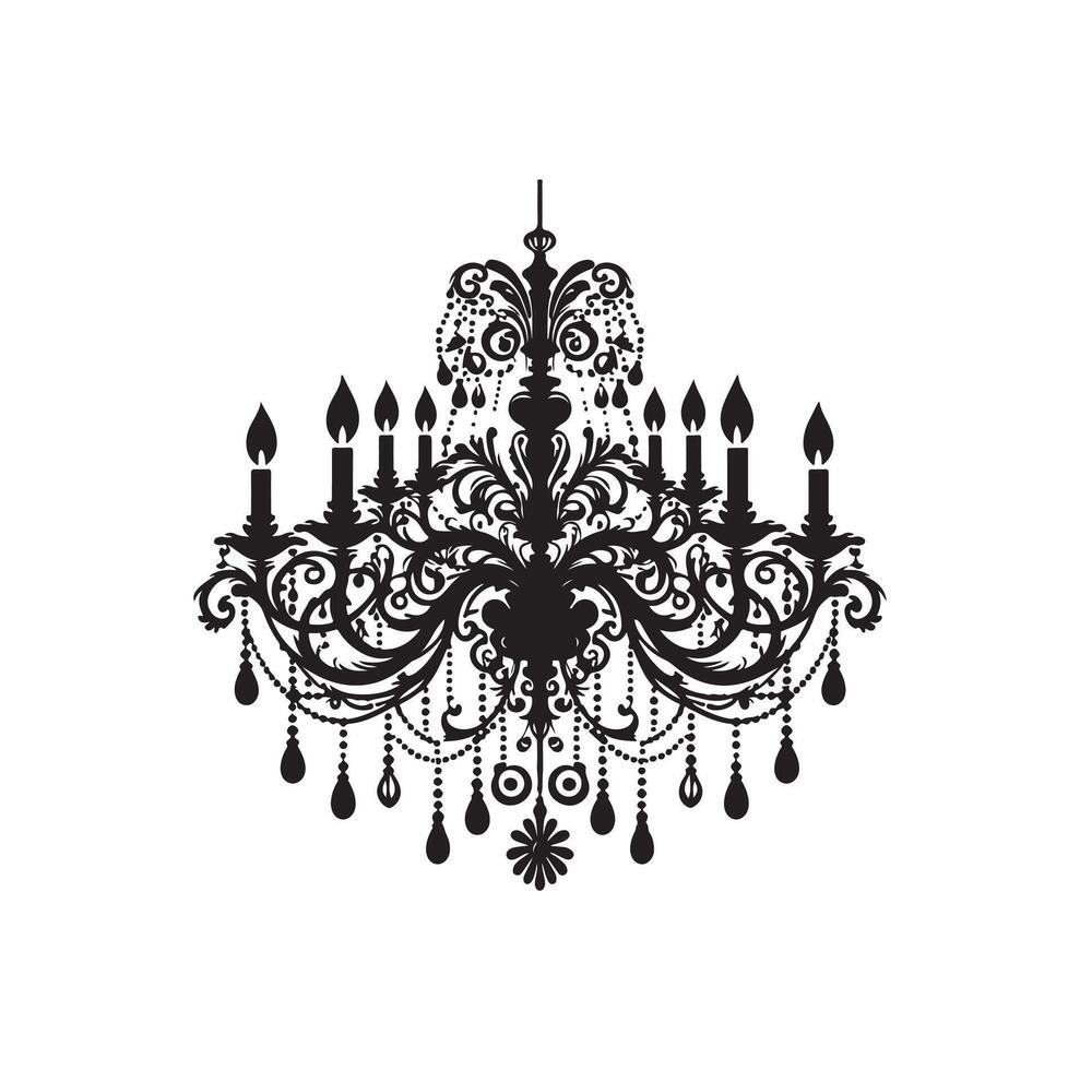 chandelier illustration icon silhouette style vector
