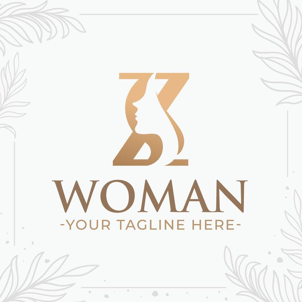Beautiful letter Z monogram logo with woman silhouette vector