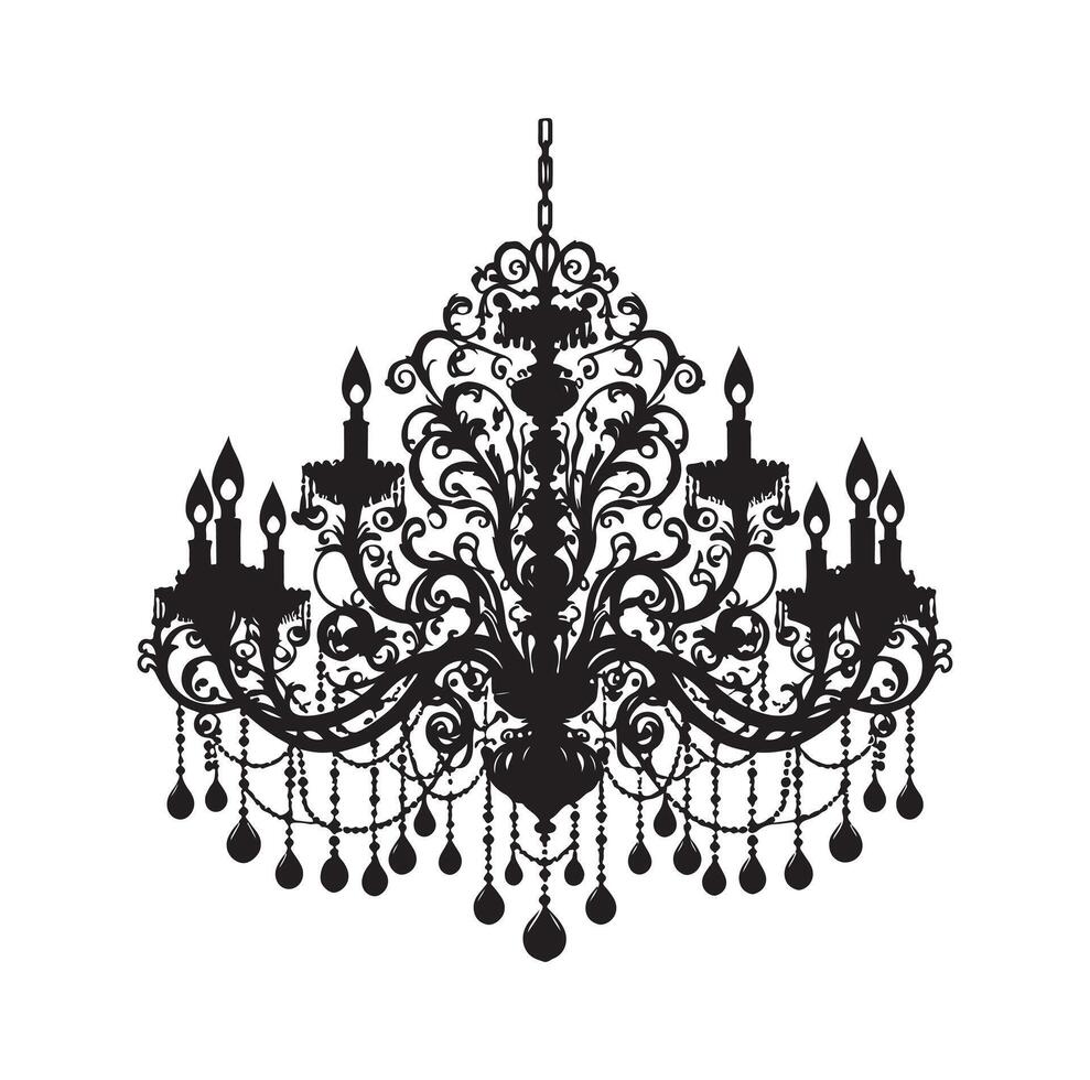 chandelier illustration icon silhouette style vector
