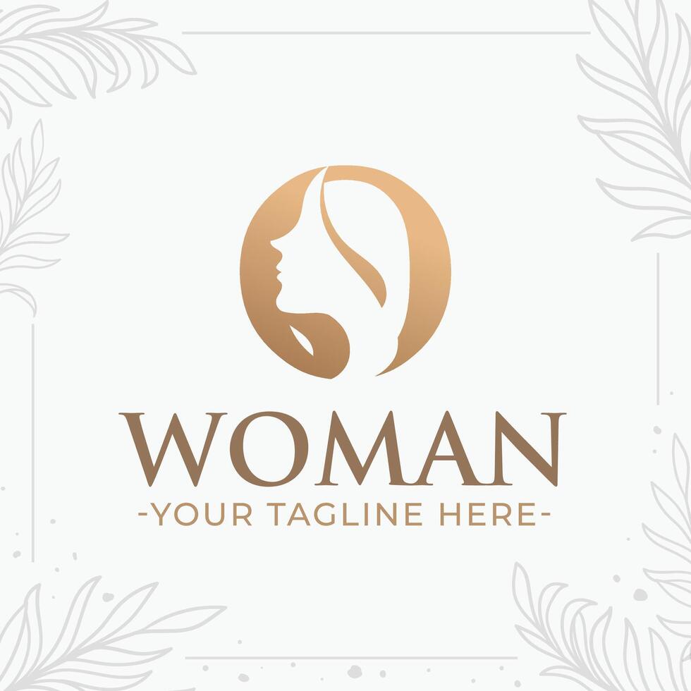 Beautiful letter O monogram logo with woman silhouette vector