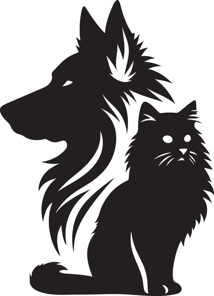 perro gato silueta imágenes ,negro color silueta vector